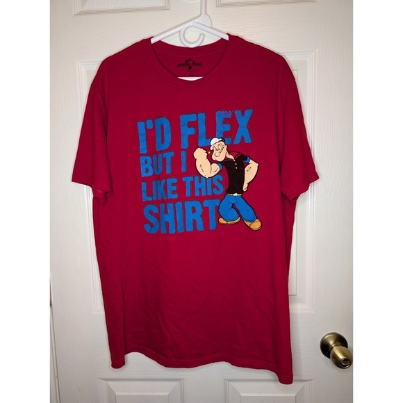 Universal Studios Popeye Sailor T-Shirt Men's XL Red Flex Funny Retro Cotton - Picture 2 of 4